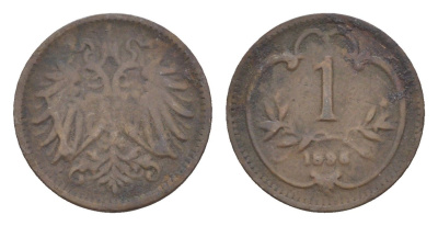 Австрия 1 геллер 1896 Франц Иосиф I (1848-1916) KM 2800 бронза 4528-351