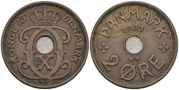 Дания 2 эре 1931 Кристиан X (1912-1947) KM 827 бронза 4147-468