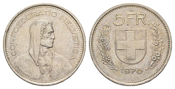 Швейцария 5 франков 1978 KM 40a медно-никель 4634-221