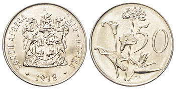 ЮАР 50 центов 1978 Зантедеския Эллиота (калла), герб KM 87 никель UNC 4695-1124