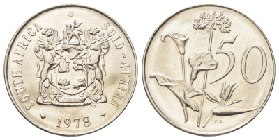 ЮАР 50 центов 1978 Зантедеския Эллиота (калла), герб KM 87 никель UNC 4695-1124