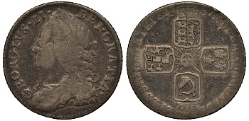 Великобритания 6 пенсов 1757 Георг II (1727-1760) KM 582.2, Spink 3711 серебро 1524-331