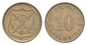 Золинген 10 пфеннигов 1919 Funck 508.4, Men18 29571.5 железо 4636-939