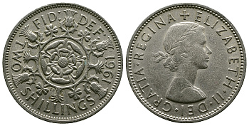 Великобритания 2 шиллинга (флорин) 1961 Елизавета II (1952-2022) KM 906, Spink 4146 медно-никель 4382-246