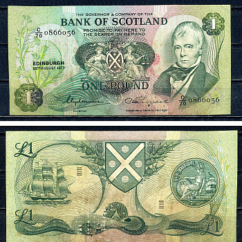 Шотландия 1 фунт 1977 Pick 111 c бумага 8622-21-3-2