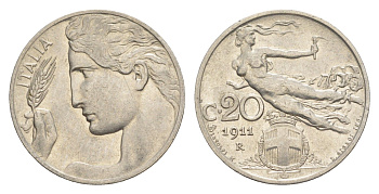 Италия 20 чентезимо 1911 KM 44 никель 4636-439