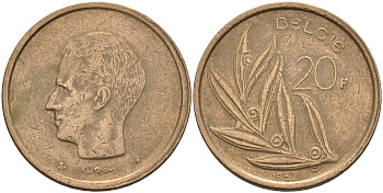 Бельгия 20 франков 1982 Belgie KM 160 никель бронза    4592-1215