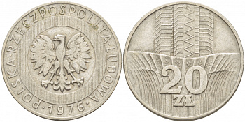 Польша 20 злотых 1976 MW KM 67 медно-никель 4536-1213
