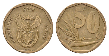 ЮАР 50 центов 2006 Зантедеския Эллиота (калла), герб, год-тип KM 489 сталь плакированная бронзой 4694-1015