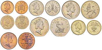 Великобритания годовой набор из 7 монет (1, 2, 5, 10, 20 и 50 пенсов (пенни); 1 фунт) 1985 Елизавета II (1952-2022) KM 935, 936, 937, 938, 939, 940.1 и 941 UNC M65-17