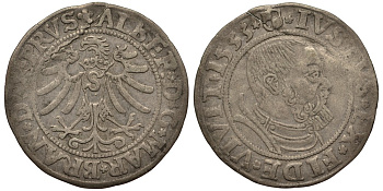 Бранденбург-Пруссия 1 грош 1533 Альберт V серебро 00-00-00