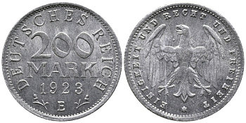 ГЕРМАНИЯ 200 МАРОК 1923 E KM 35, J. 304 алюминий 24-837