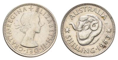 Австралия 1 шиллинг 1953 Елизавета II (1952-2022) KM 53 серебро 4671-447