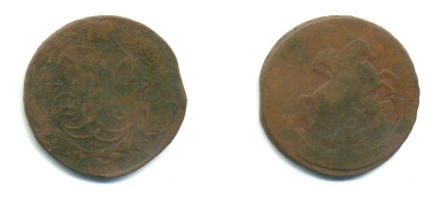 РОССИЯ 1 КОПЕЙКА 1759 медь 61-411