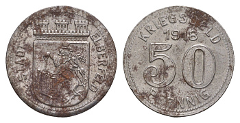 Эльберфельд 50 пфеннигов 1918 Funck 111.6, Men05 6413.7, Men18 8040.7 железо 4657-1135
