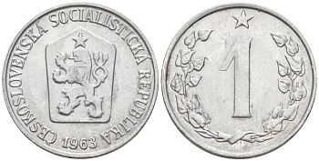 Чехословакия 1 геллер 1963 социалистическая Республика KM 51 алюминий 187-544