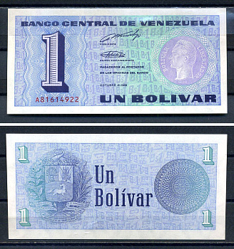 Венесуэла 1 боливар 1989 Pick 68 бумага UNC (ПРЕСС) 8622-20-1-2