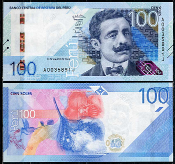 Перу 100 солей 2019 Педро Паулет, колибри Pick 199  бумага  UNC (пресс) 451-607-3