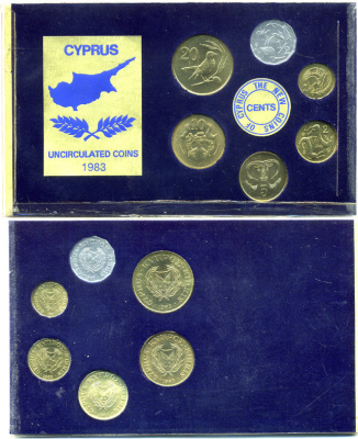 КИПР НАБОР ИЗ 6 МОНЕТ 1983 В БУКЛЕТЕ KM MS16 UNC 3-6-3-54