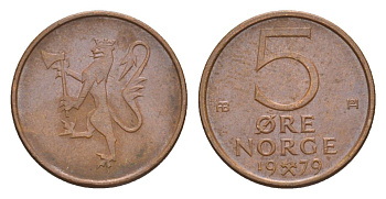 Норвегия 5 эре 1979 Улаф V (1957-1991) KM 415 бронза UNC 4632-1265