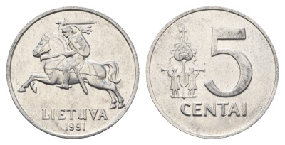 Литва 5 центов (сентов) 1991 год-тип KM 87 алюминий 4688-943