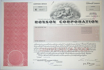 США, RONSON CORPORATION 6 акций 1989 США бумага 00-00