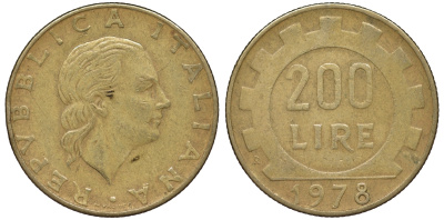 Италия 200 лир 1978 R KM 4543-717