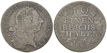 Пруссия 1/12 талера 1764 A, Фридрих II (1740-1786) KM?298 серебро 4615-828