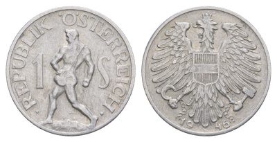 Австрия 1 шиллинг 1946 KM 2871 алюминий 4633-933