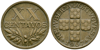 Португалия 20 сентаво 1967 KM 584 бронза 4172-142