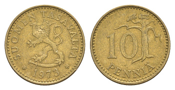 Финляндия 10 пенни 1973 KM 46 алюминиевая бронза 4647-333