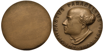 ИТАЛИЯ МЕДАЛЬ 1970-ые ПАРАЦЕЛЬС, АЛХИМИК, 55 мм, 57,9 гр бронза UNC 1082-7-41