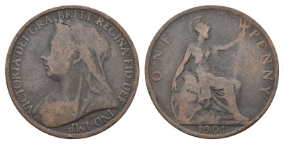 Великобритания 1 пенни 1901 Виктория (1837-1901) KM 790, Spink 3961 бронза 4661-436