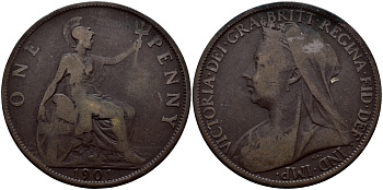 Великобритания 1 пенни 1901 Виктория (1837-1901) KM 790, Spink 3961 бронза 83-1142