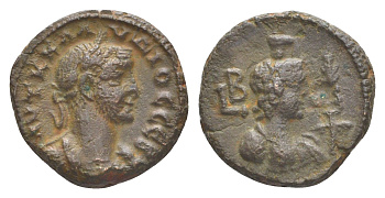 Римская Империя, Провинция Египет тетрадрахма 269-270 Клавдий II Готский, бюст императора/бюст Германубиса (синкретическое божество с чертами Анубиса и Гермеса), Александрия, (из старой нидерландской коллекции) Dattari 5392 биллон 1100-9-65