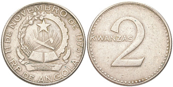 Ангола 2 кванза ND (1977) KM 84 медно-никель 4141-642