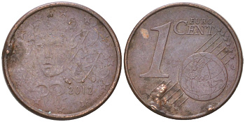 Франция 1 евроцент 2012 KM 1282 сталь плакированная медью 4613-862