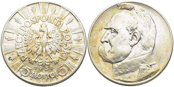 ПОЛЬША 5 ЗЛОТЫХ 1936 W, ЮЗЕФ ПИЛСУДСКИЙ KM 28 серебро 5010-1141