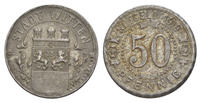 Виттен 50 пфеннигов 1919 Funck 604.6, Men05 27464.13, Men18 34499.13 железо 4584-544