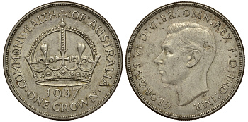 Австралия 1 крона 1937 Корона, Георг VI (1937-1952) KM 34 серебро aUNC 272-133