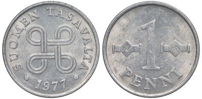 Финляндия 1 пенни 1977 KM 69а алюминий 3334-1042