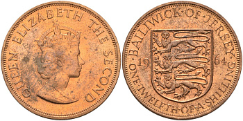 Джерси 1/12 шиллинга 1964 Елизавета II (1952-2022) KM 21 бронза aUNC 4367-244