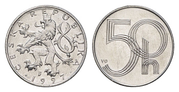 Чехия 50 геллеров 1997 KM 3 алюминий 4623-762