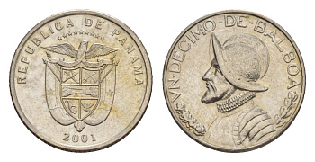 Панама 1/10 бальбоа (10 сентесимо) 2001 KM 127.1 медь плакированная медно-никелем UNC 4644-214