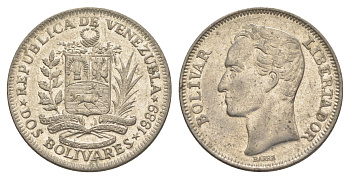 Венесуэла 2 боливара 1989 Симон Боливар Y 43a сталь плакированная никелем 4583-233