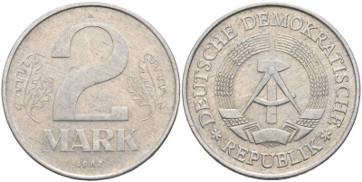 ГДР 2 марки 1982 A KM 48 алюминий 4144-526