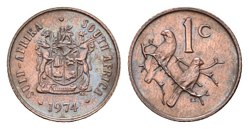 ЮАР 1 цент 1974 KM 82 бронза UNC 4679-155