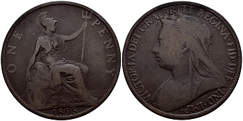 Великобритания 1 пенни 1898 Виктория (1837-1901) KM 790, Spink 3961 бронза 79-616