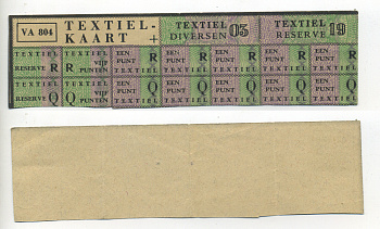 НИДЕРЛАНДЫ ТАЛОНЫ НА ТЕКСТИЛЬ 1944-1950 VA 804 бумага 6317-35-3