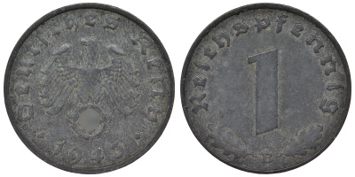 Германия 1 рейхспфенниг 1943 B KM 97, J. 369 цинк 4124-229